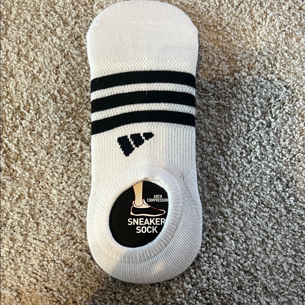 Adidas Men's White Socks with Black Stripes